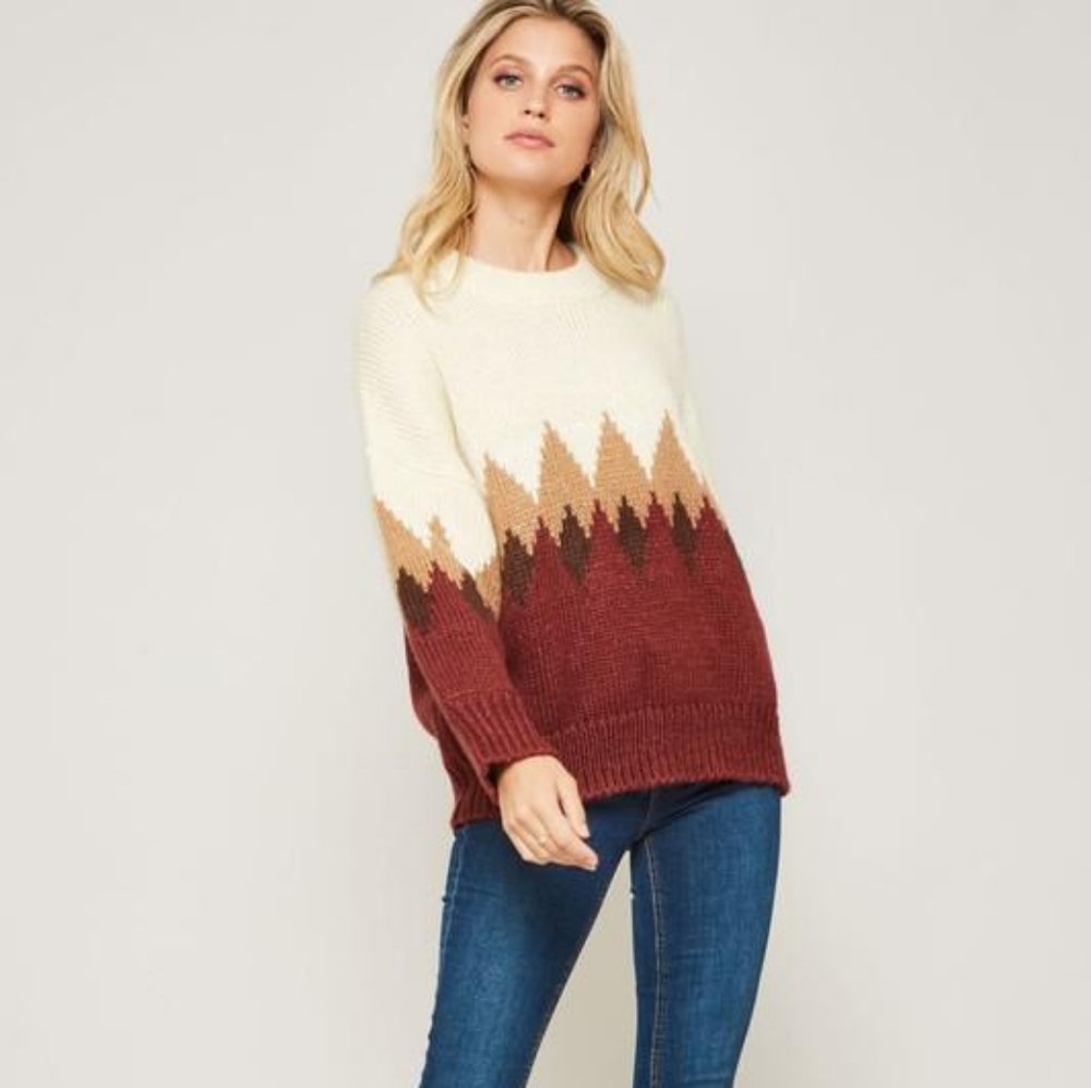 Chunky Knit Multi Print Sweater - Picture 2 of 5